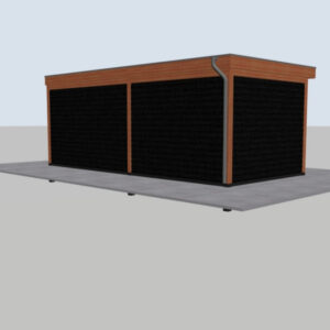 Douglas berging met veranda en louvrewand – 600 x 300 cm