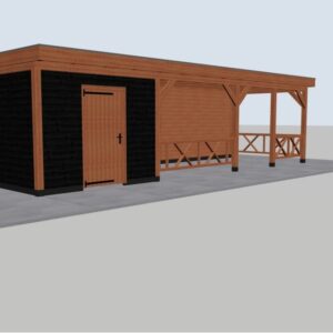 Douglas berging met landelijke veranda – 950 x 300 cm