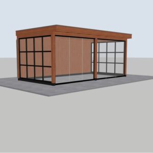 Douglas veranda met steellook zijwanden – 600 x 300 cm