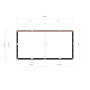 Douglas veranda met steellook zijwanden – 600 x 300 cm