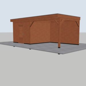 Douglas berging met veranda blank rabat – 600 x 300 cm