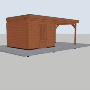 Douglas berging met veranda blank rabat – 600 x 300 cm