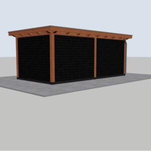Luxe Douglas veranda met glazen schuifwanden – 600 x 300 cm