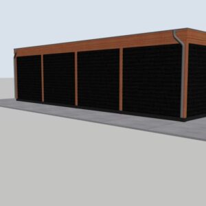 Dubbele Douglas berging met luxe veranda – 950 x 300 cm