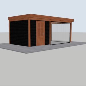 Douglas berging met glazen schuifwanden – 600 x 300 cm