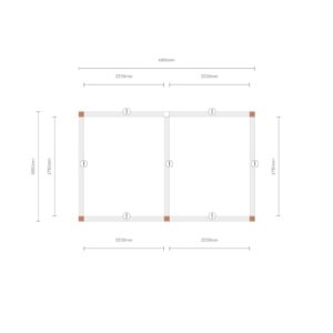 Douglas open aanbouwveranda – 500 x 300 cm
