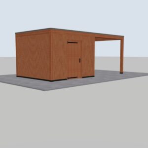 Moderne Douglas berging met open veranda – 600 x 300cm
