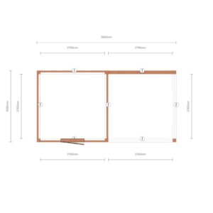 Moderne Douglas berging met open veranda – 600 x 300cm