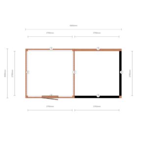 Moderne Douglas berging met glazen schuifwanden – 600 x 300 cm