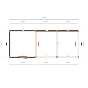 Douglas berging met open veranda – 780 x 300 cm