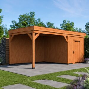 Douglas berging met veranda – 600 x 300 cm