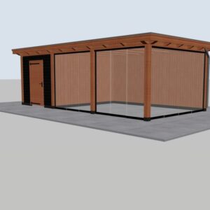 Douglas berging met luxe veranda – 730 x 370 cm