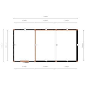 Douglas berging met luxe veranda – 730 x 370 cm